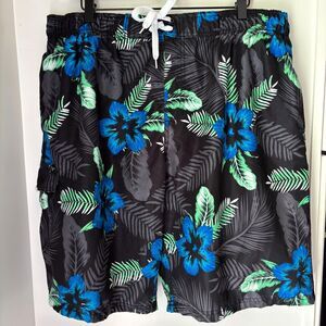 Kanu Surf Men's XXL Tropical Floral Hawaiian Wade Trunks Quick-Dry Swim Shorts